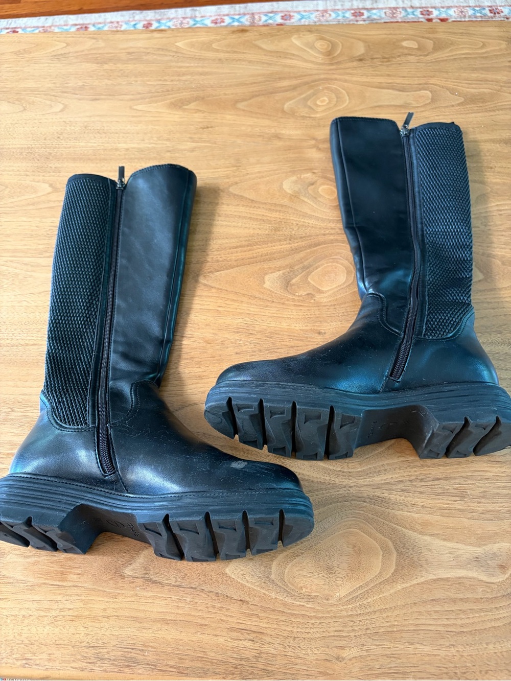 Women's Tamaris Black Knee-High Chunky Sole Boots size 38